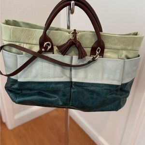 Maliparmi Tri-Tone Leather Tote in Mint, Seafoam & Brown